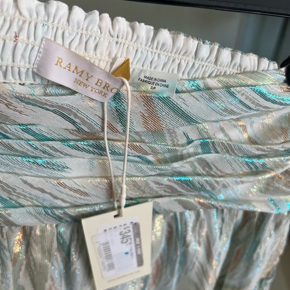 RAMY BROOK NWT Metallic Multi tone Mini Skirt with Smock waist S - Picture 6 of 6